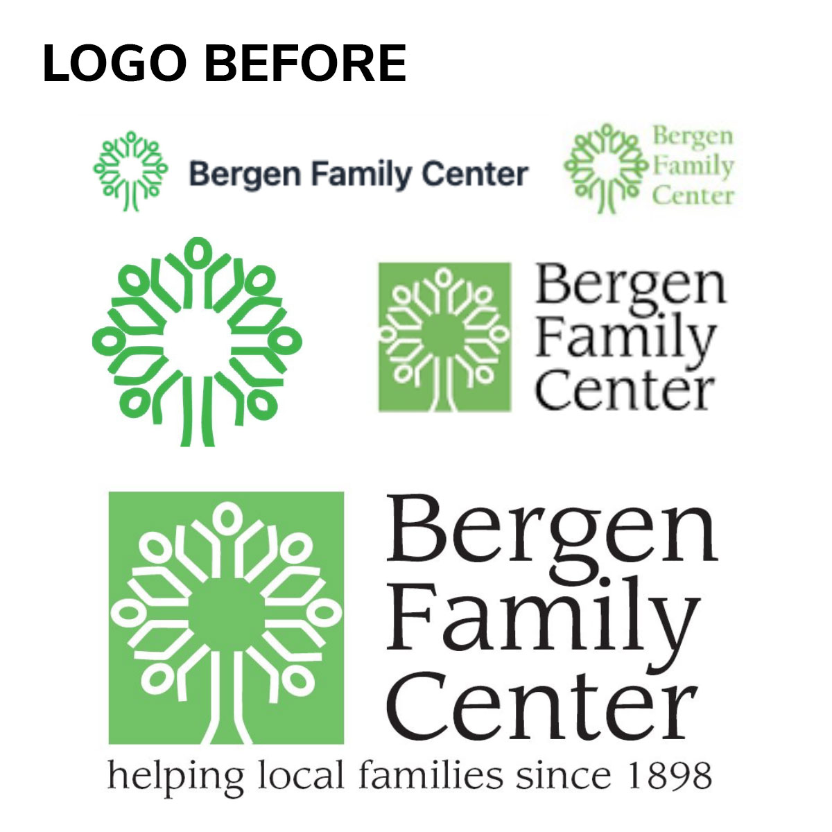 Bergen Family Center's old logos